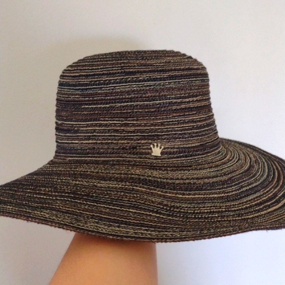 Gesu Salvatore Straw Wide Brim Hat Multicolor Neutral Cotton Blend Beach